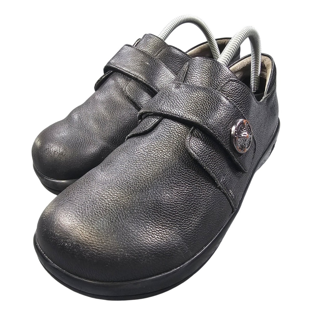 Alegria Joleen Clog EU 39 US 9 9.5 Black Leather Monk Strap Loafer Hook And Loop